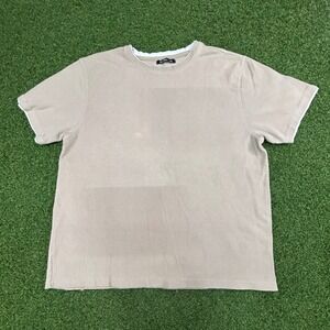 Zudio Mens XXL Tan Ribbed‎ Knit Double Layer Crewneck Short Sleeve T-Shirt